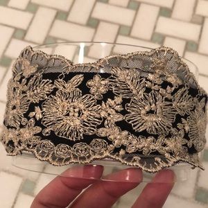 Gold and black lace headband